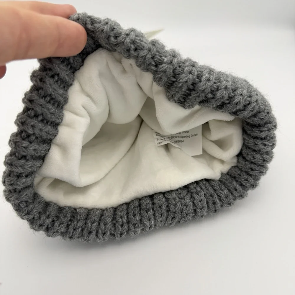 Northeast Outfitters Cozy Cabin Beanie Women's Grey Fleece Lined Knit Winter Hat